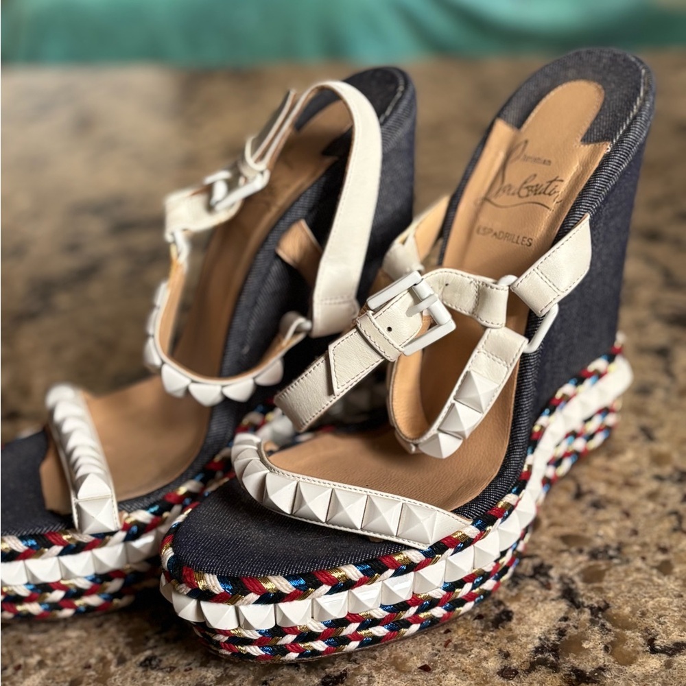 Stylish White and Multicolor Wedge Sandals